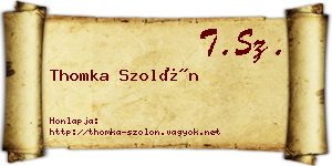 Thomka Szolón névjegykártya